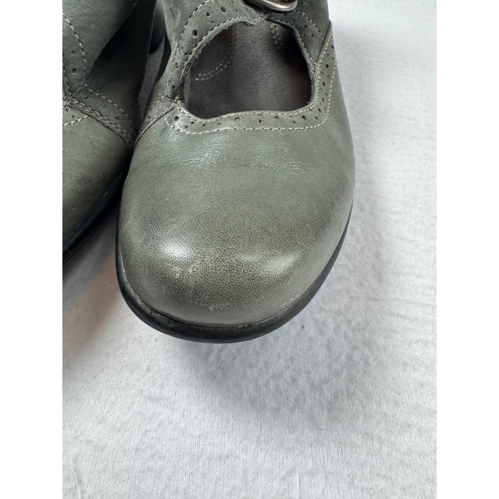 Dark Academia Clarks Womens 8.5 Mary Jane Grey Leather Brogue Block Heel 39346 - Picture 5 of 12